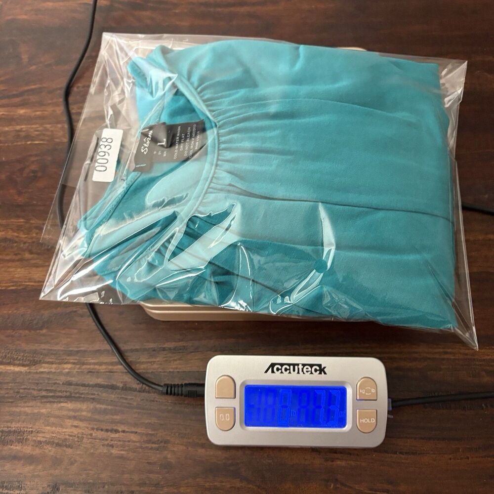 Vintage Y2K 2000s Top Women L Turquoise Blue Drape Stretch Office Siren USA Made - Picture 10 of 10